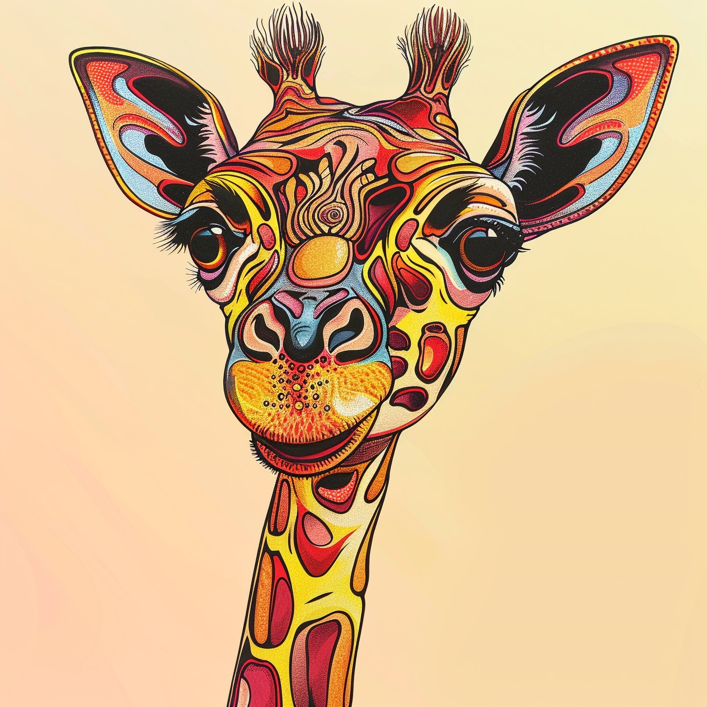 Colorful Cute Baby Giraffe Illustration with Warm Background