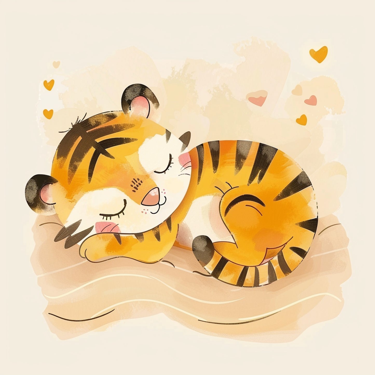 Adorable Baby Tiger Sleeping Peacefully with Heartful Bliss