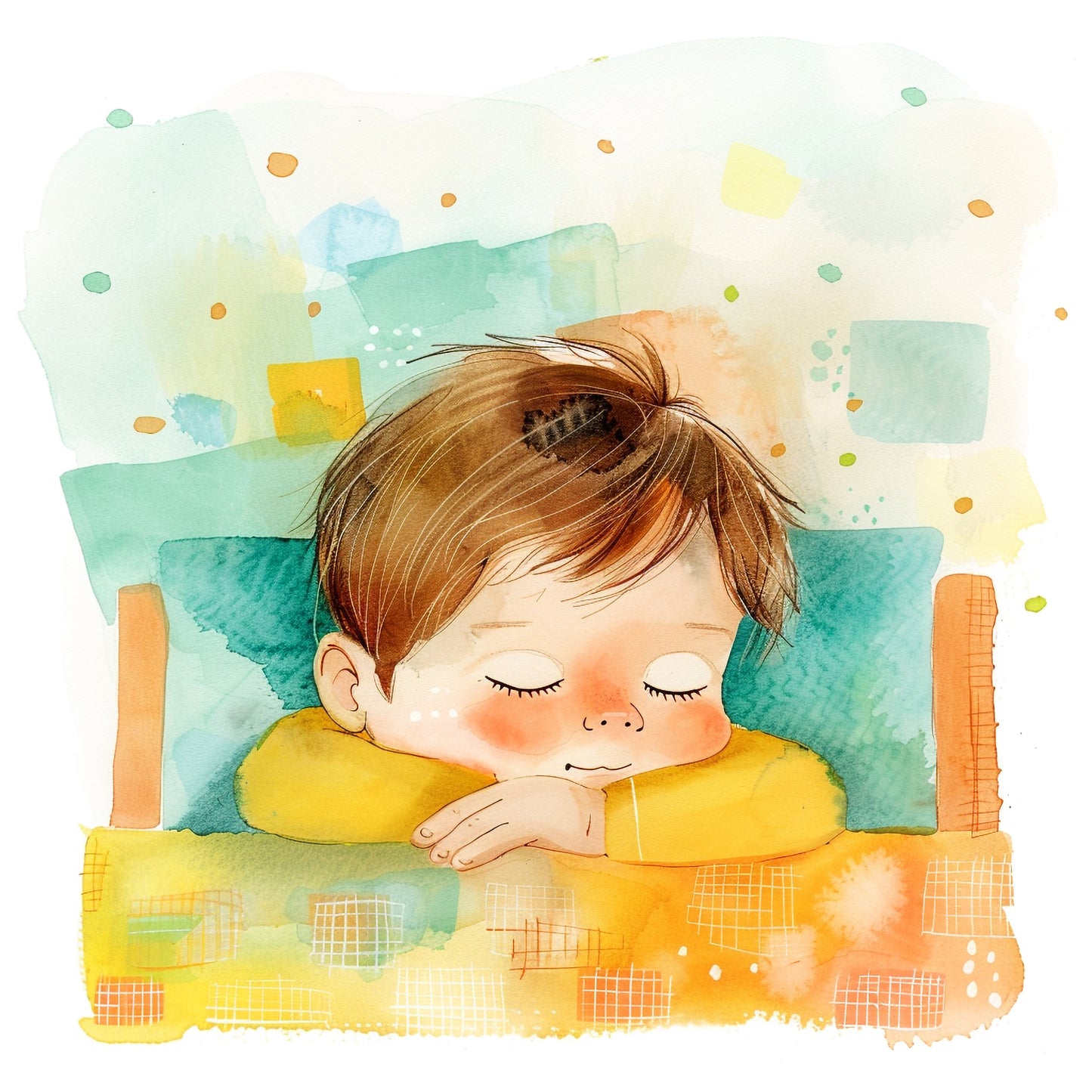 Peaceful Sleeping Baby in Watercolor Illustration