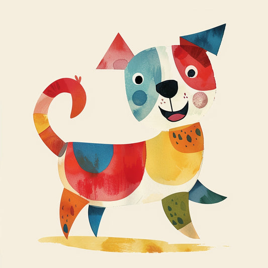 Colorful Cute Dog Illustration Full of Joy