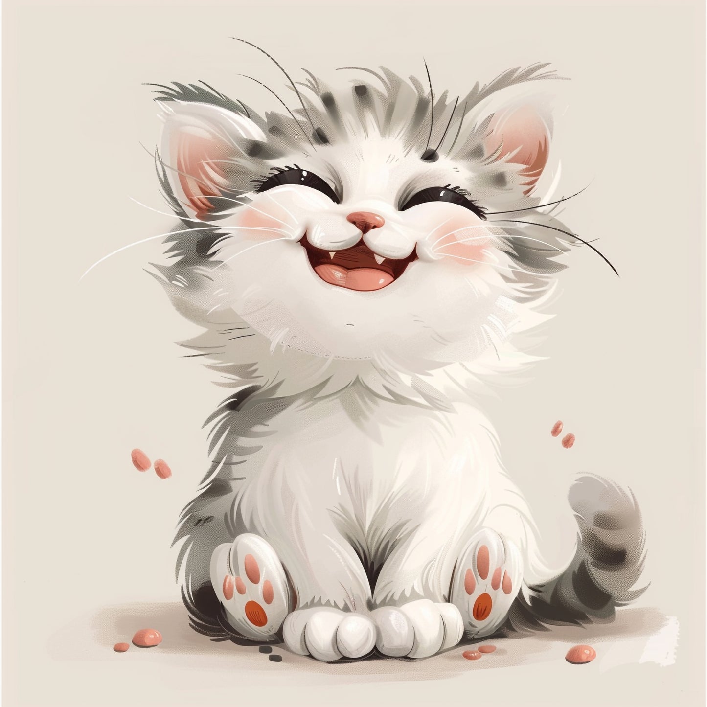 Adorable Smiling Kitten Illustration for Embroidery Design