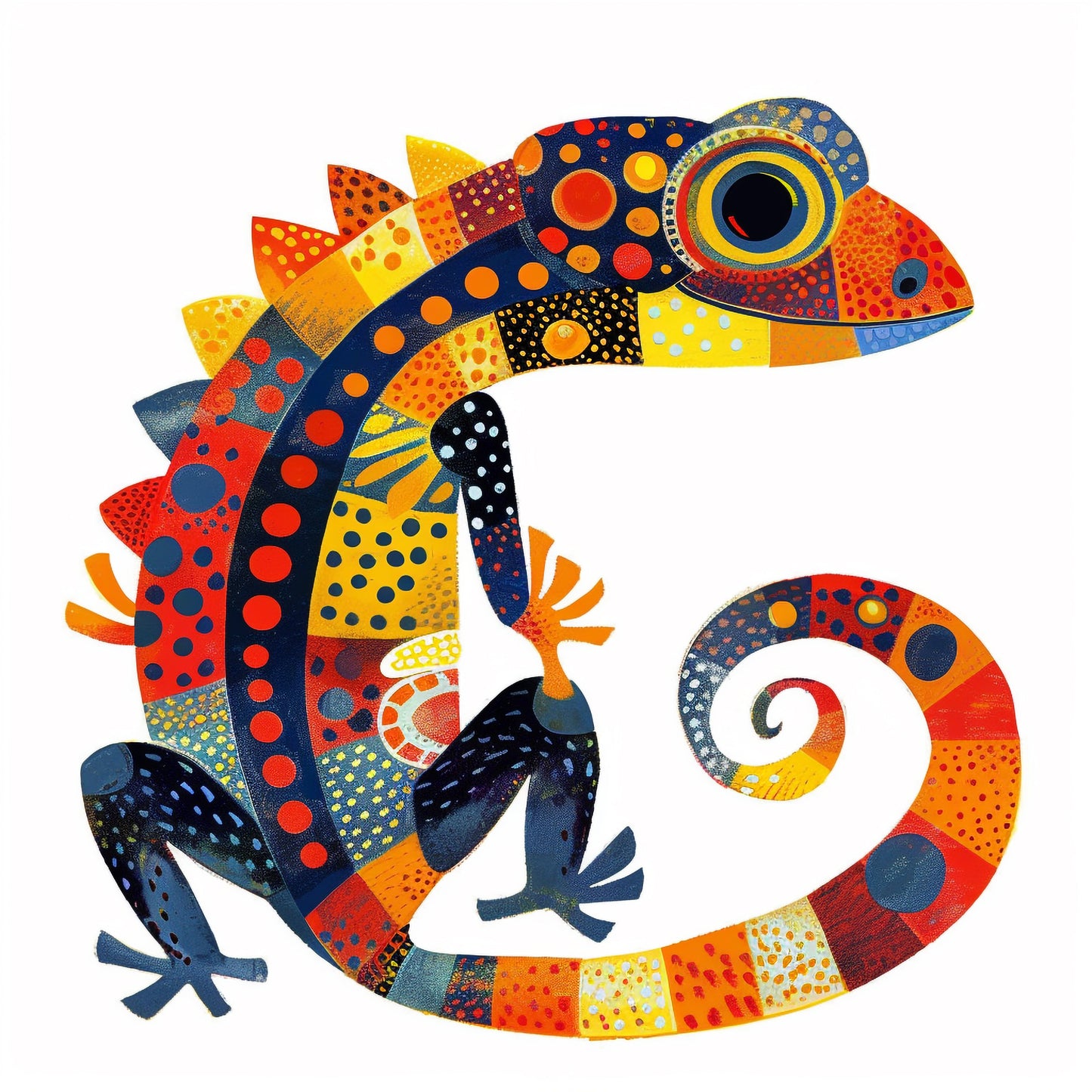 Colorful Illustrated Lizard in a Minimalist Style Artwork