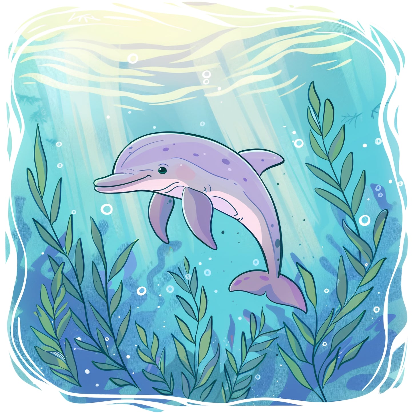 Playful Dolphin Swimming in the Underwater Seascape