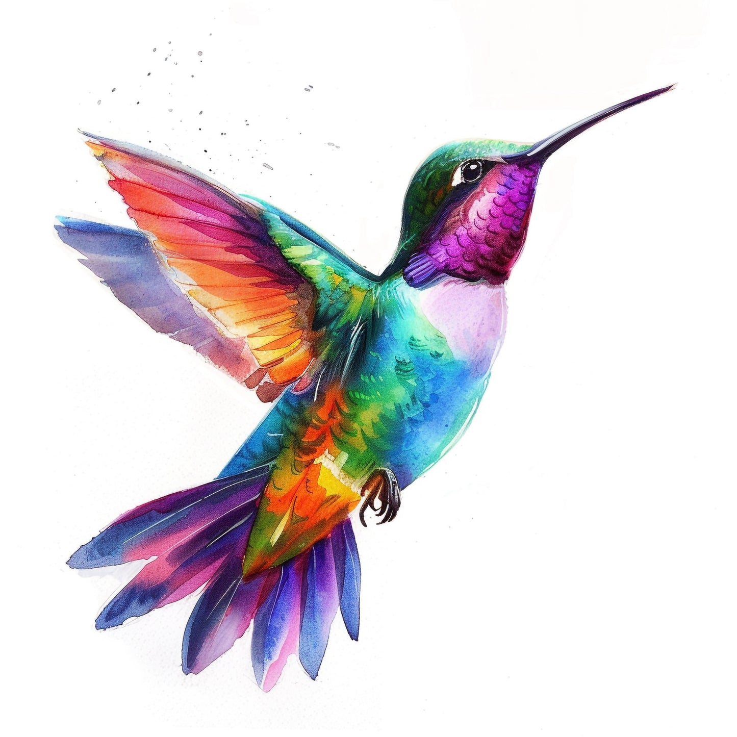 Colorful Hummingbird Illustration on White Background