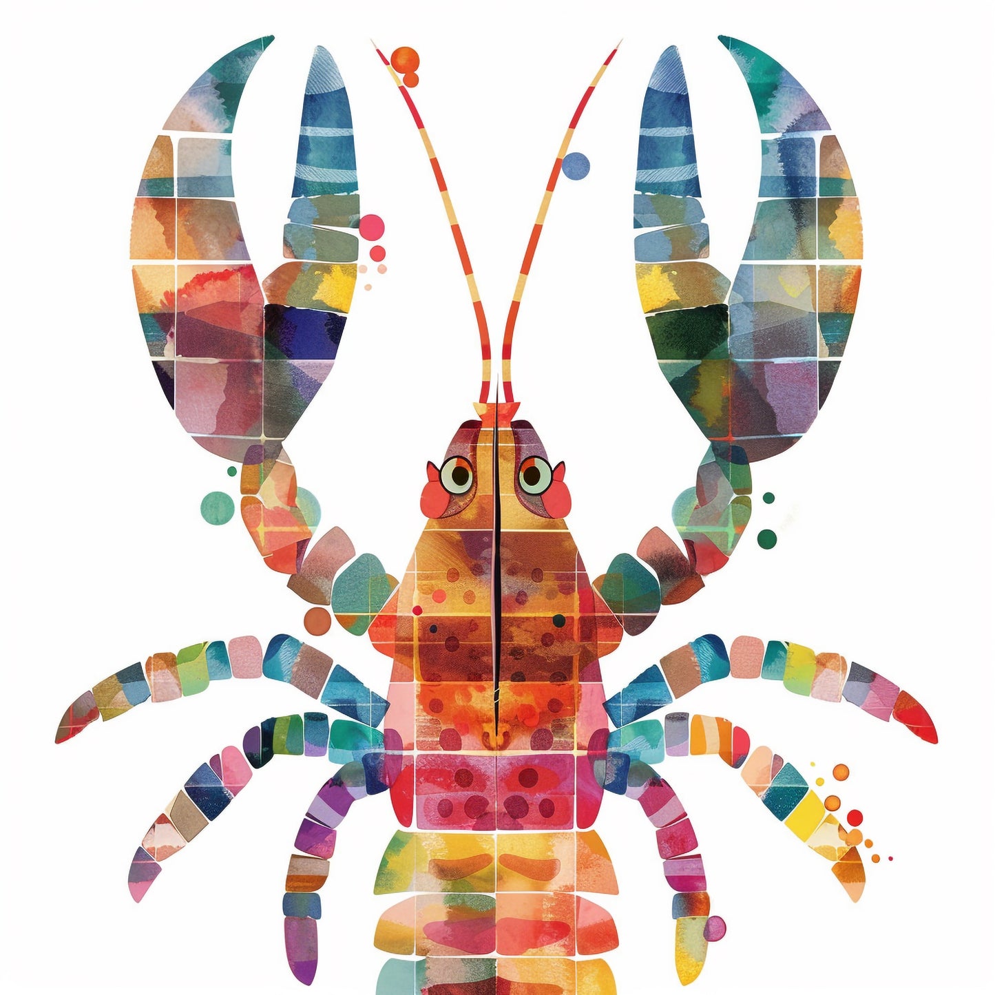 Colorful Watercolor Lobster Illustration on White Background