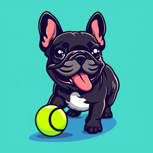 Playful French Bulldog With a Ball Illustration
