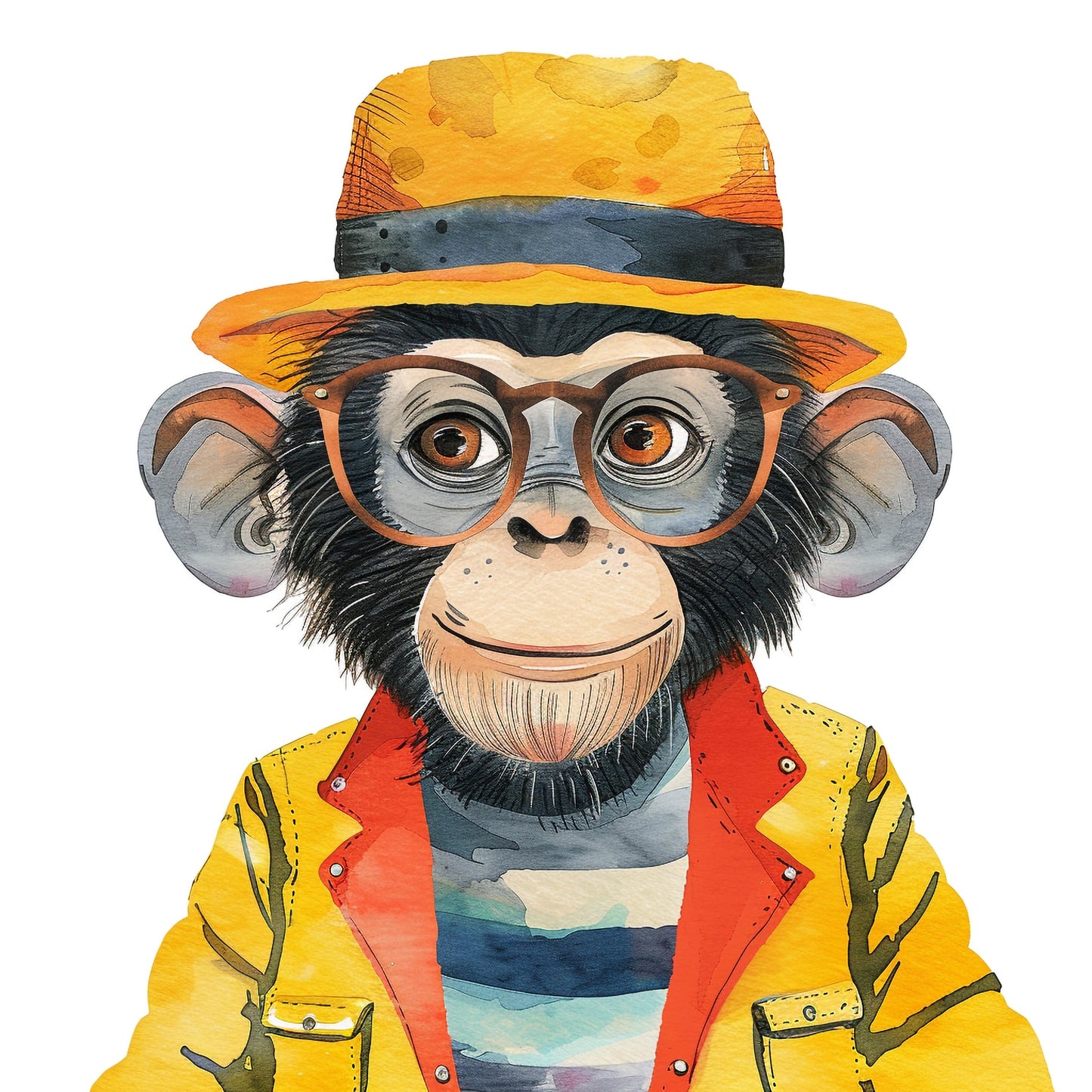 Stylish Monkey in Retro Outfit and Trendy Hat