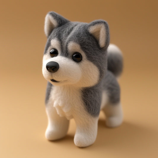 Adorable Alaskan Malamute Plush Toy on a Warm Background