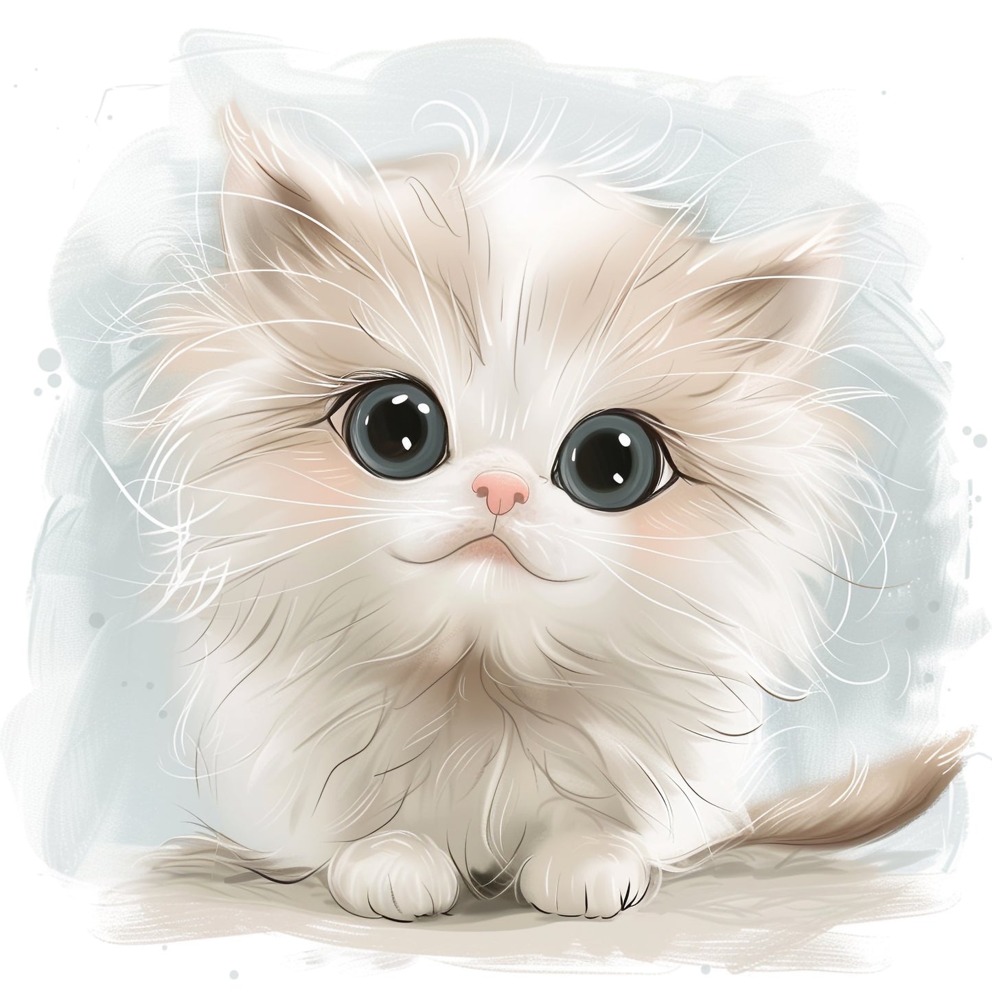 Adorable American Curl Kitten with Big Eyes Illustrated