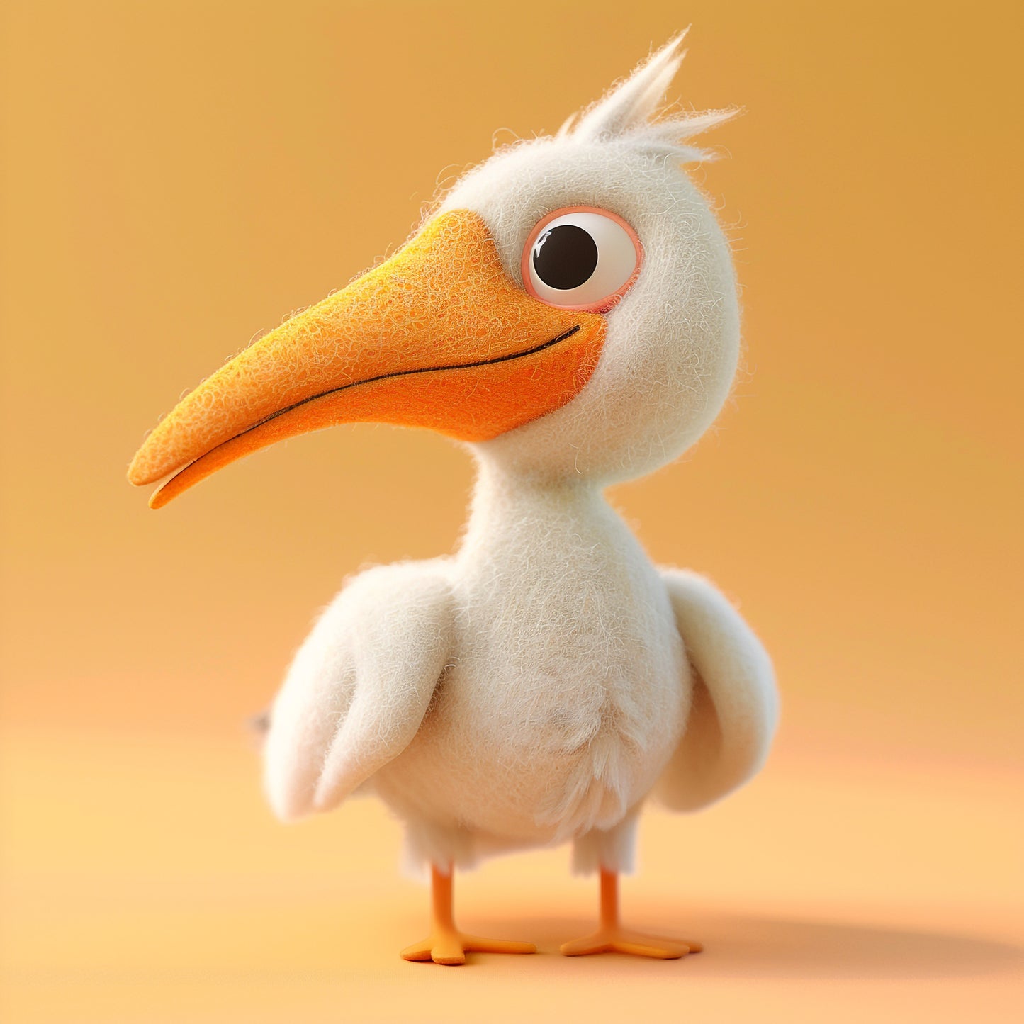 Adorable Cartoon Pelican on Warm Background Looking Friendly