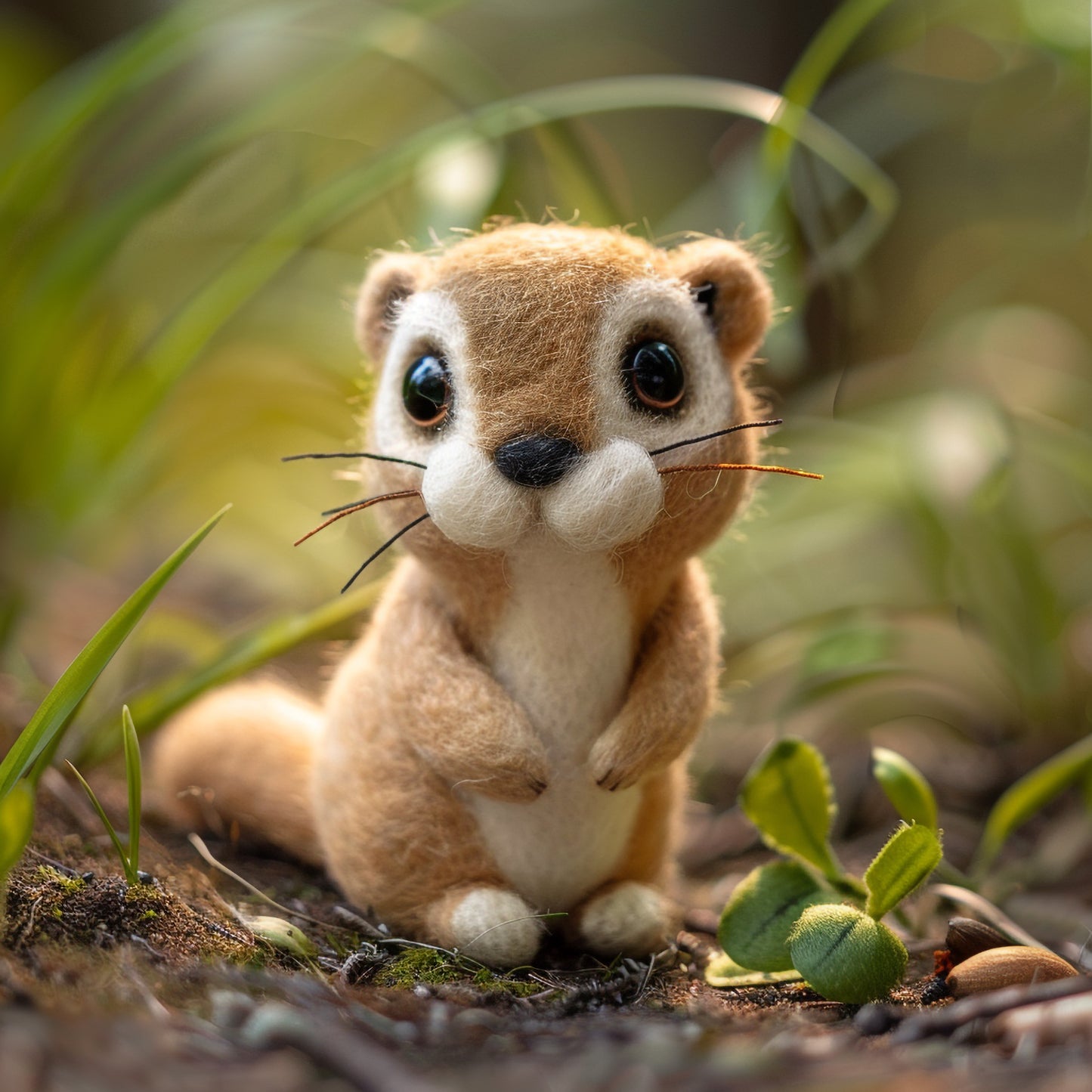 Adorable Handmade Arctic Ground Squirrel in Natural Setting