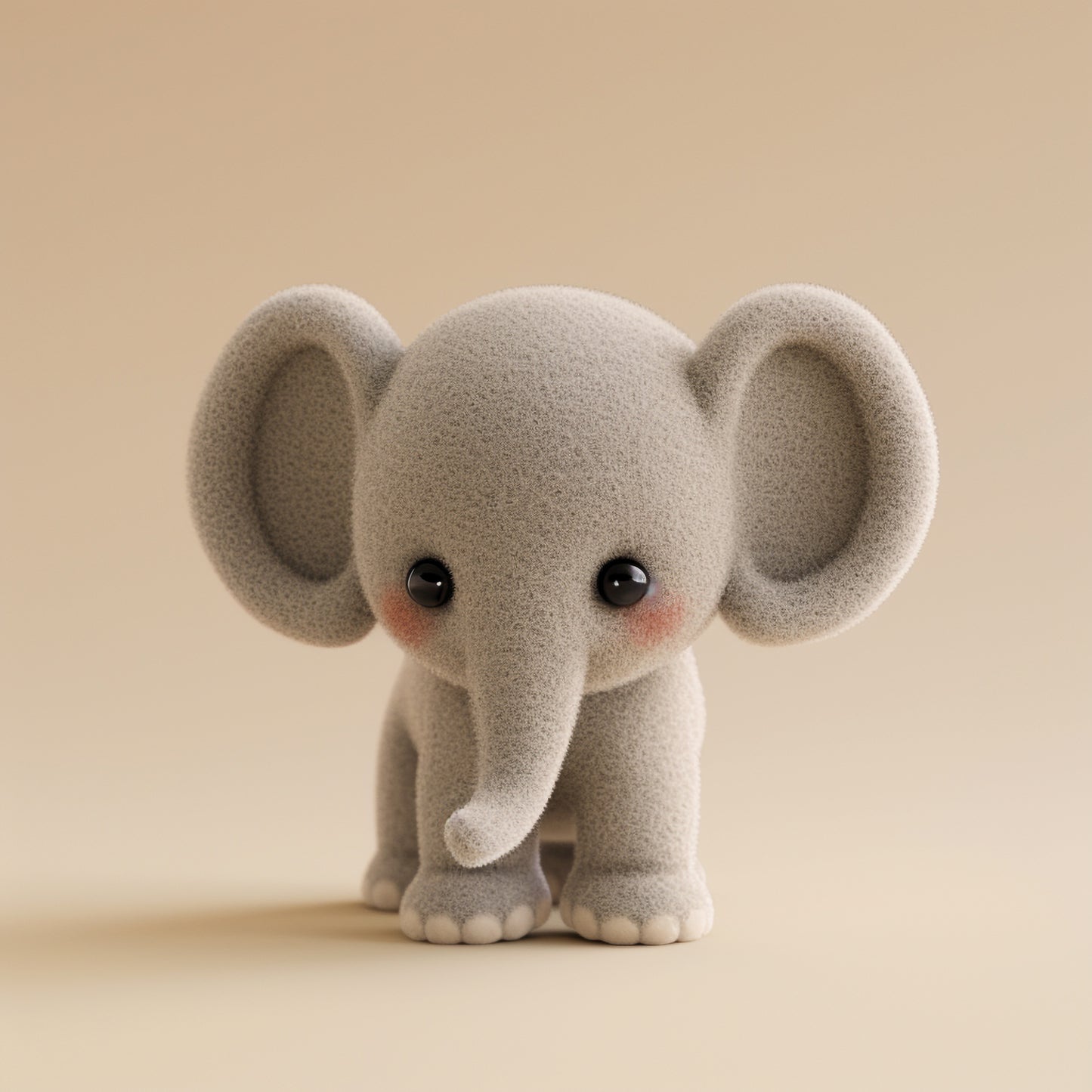 Adorable Felted Asian Elephant Posing with Cute Expression