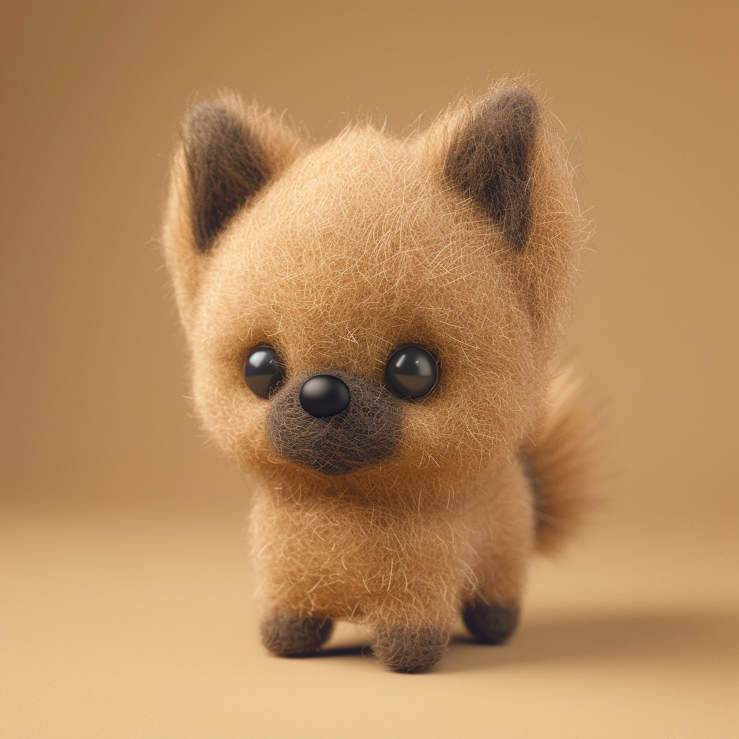 Adorable Belgian Tervuren Puppy with Big Eyes on Beige