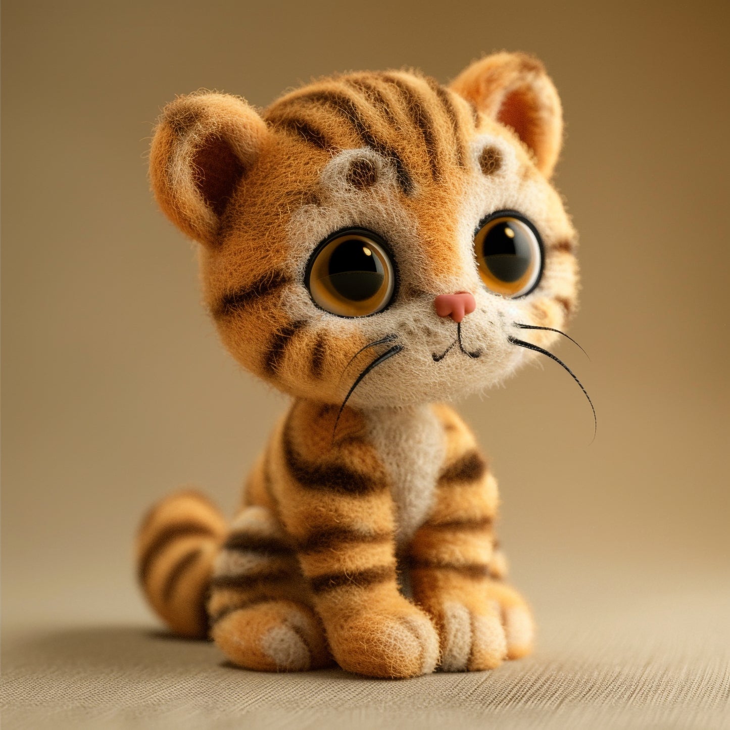 Adorable Needle Felted Bengal Cat with Big Eyes