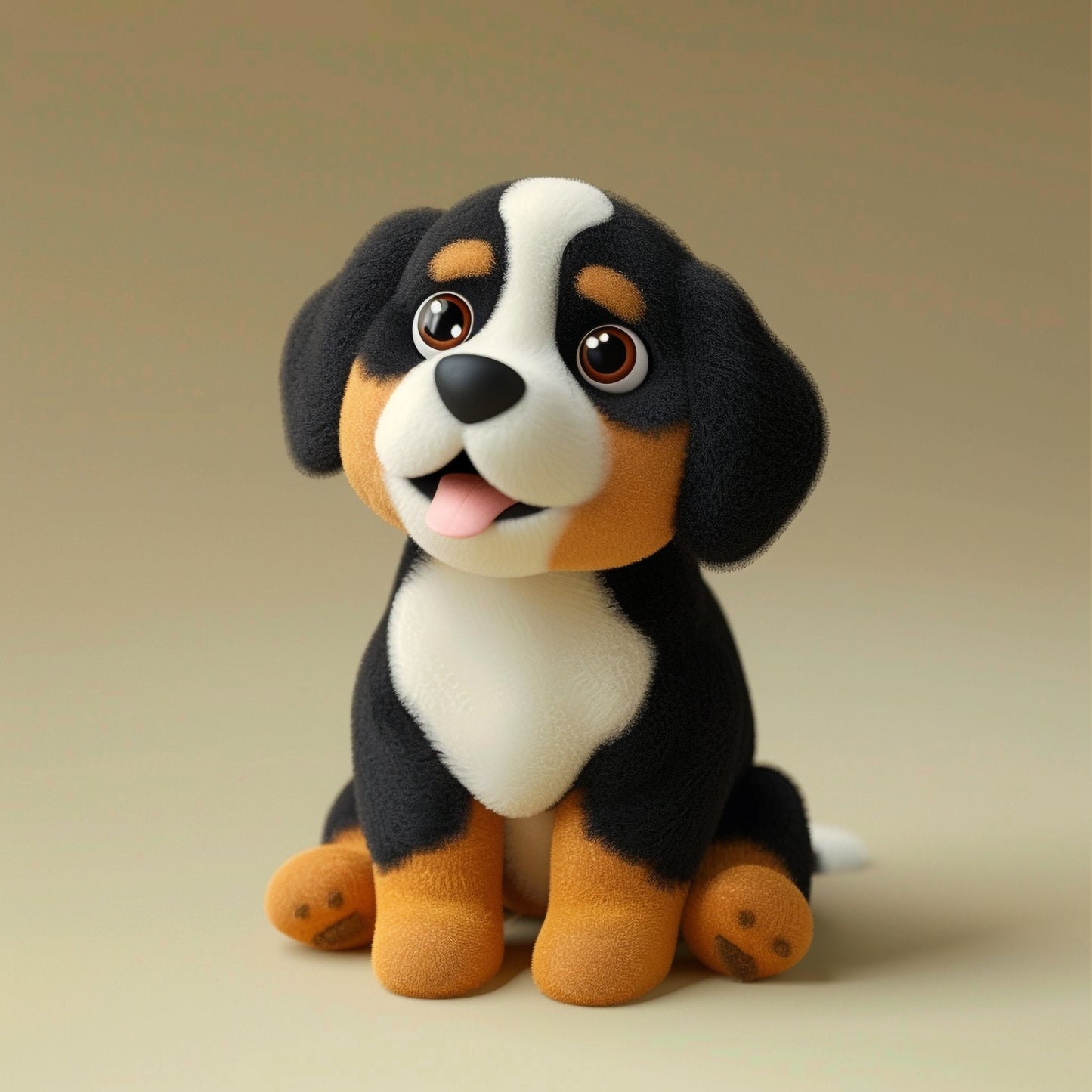 Adorable Bernese Mountain Dog Puppy on Beige Background
