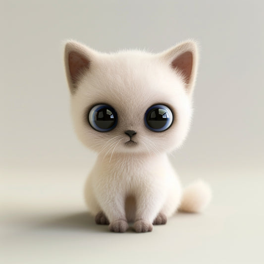 Adorable Birman Kitten with Big Blue Eyes on Beige Background