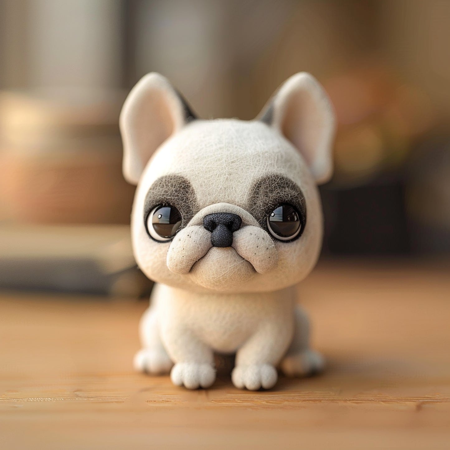 Adorable Handmade Bulldog Figurine with Cute Expression