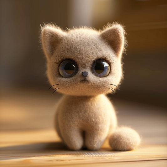 Adorable Fluffy Burmese Cat with Big Eyes Sitting