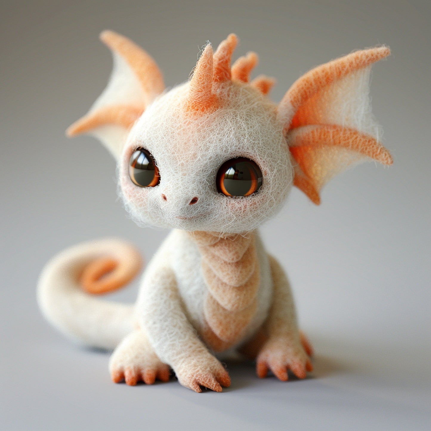 Adorable Handmade Dragon Figurine with Charming Eyes