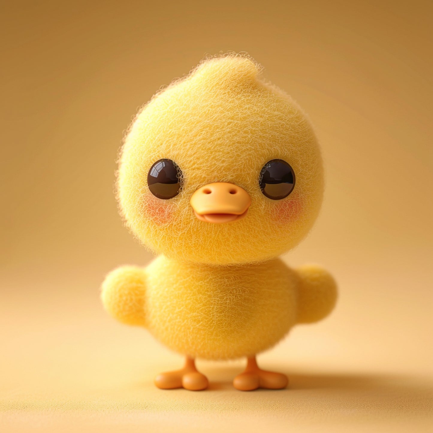 Adorable Needle Felted Duck on a Warm Background