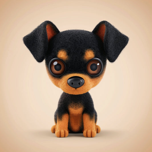 Adorable Toy Terrier Dog with Big Eyes on Beige Background