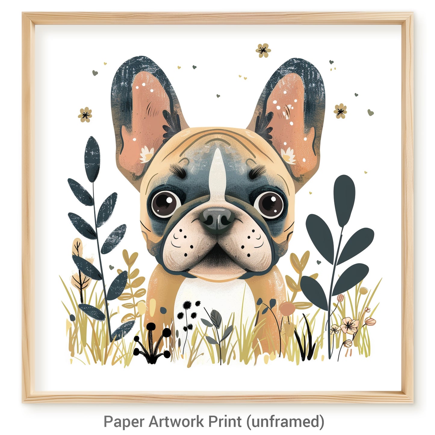 Adorable French Bulldog Amongst Whimsical Nature Elements
