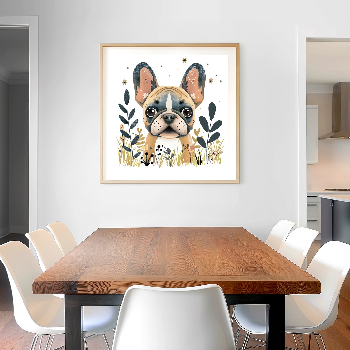 Adorable French Bulldog Amongst Whimsical Nature Elements