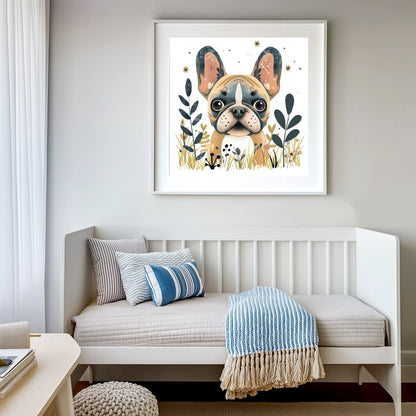 Adorable French Bulldog Amongst Whimsical Nature Elements