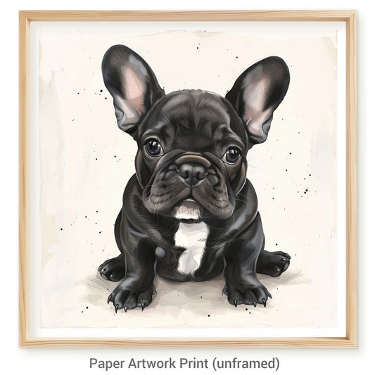 Adorable Black French Bulldog Puppy With Big Ears