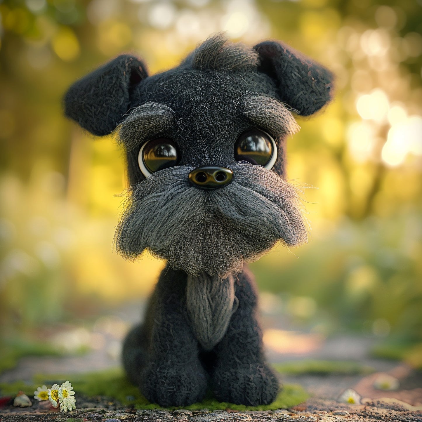Adorable Felted Giant Schnauzer Puppy with Big Eyes