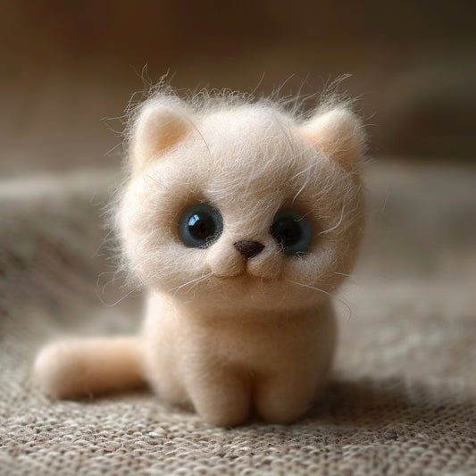 Adorable Fluffy Himalayan Kitten with Blue Eyes Posing