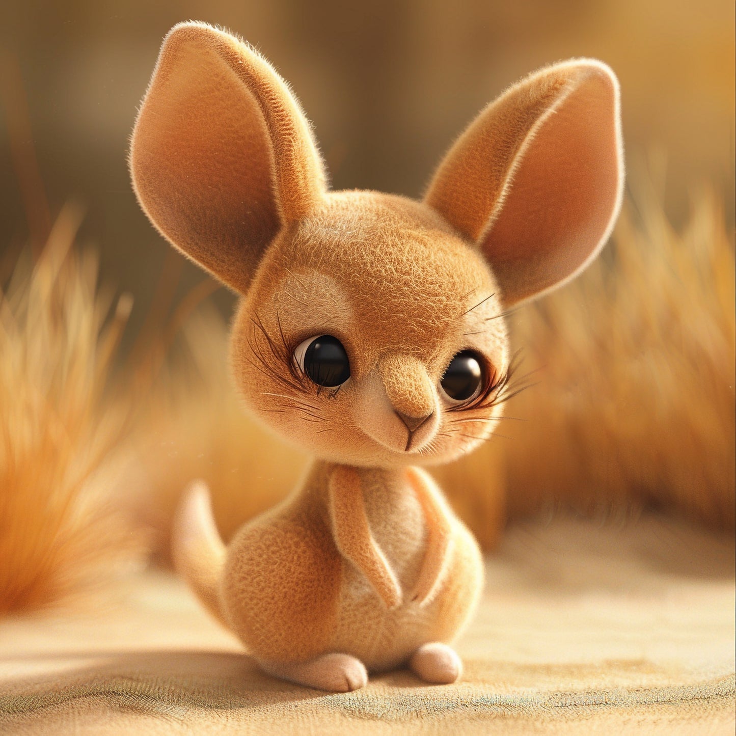 Adorable Needle Felted Kangaroo with Cute Expression
