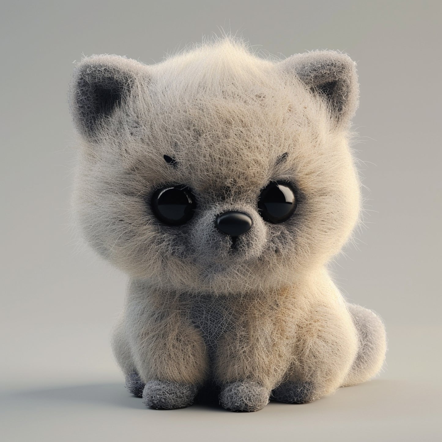Adorable Needle Felt Keeshond Pup with Cute Expression
