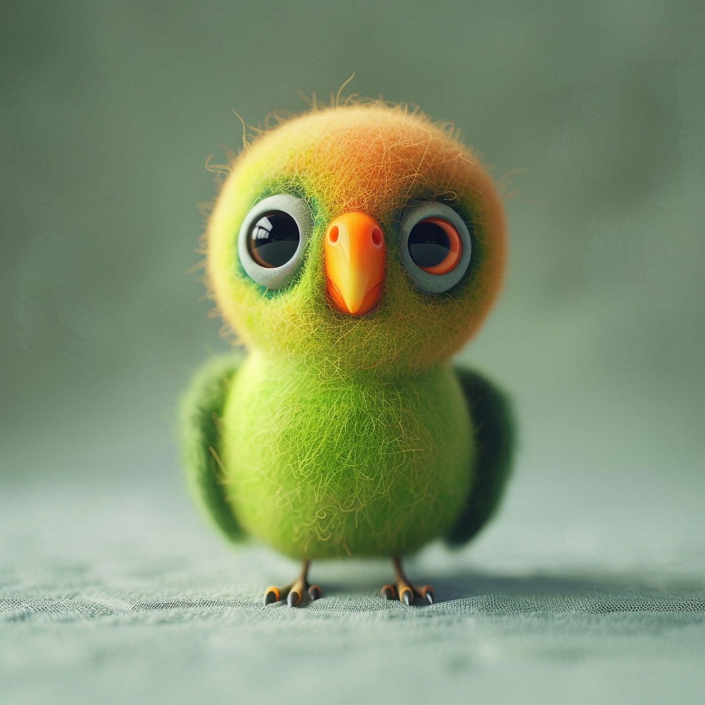 Handmade Needle Felted Lovebird with Adorable Expression