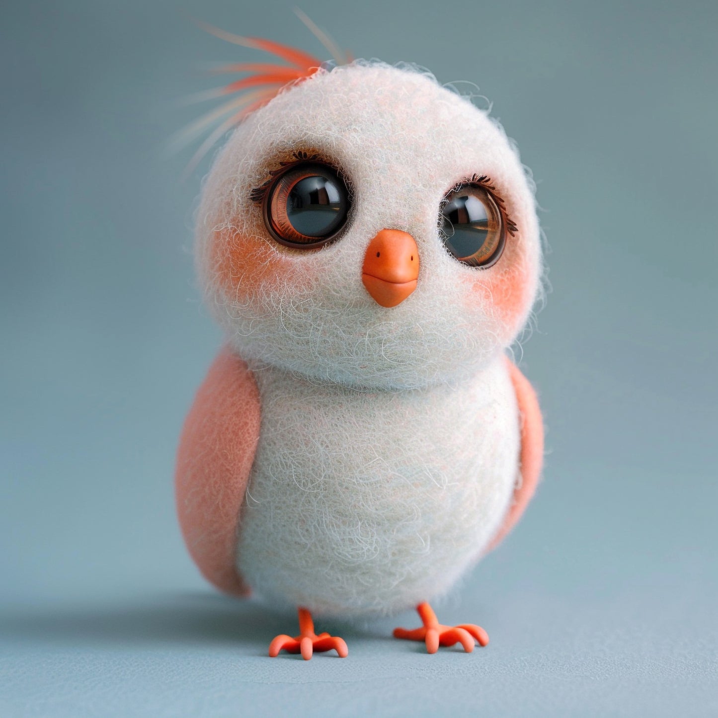 Handcrafted Cute Lovebird Figurine with Fluffy Texture