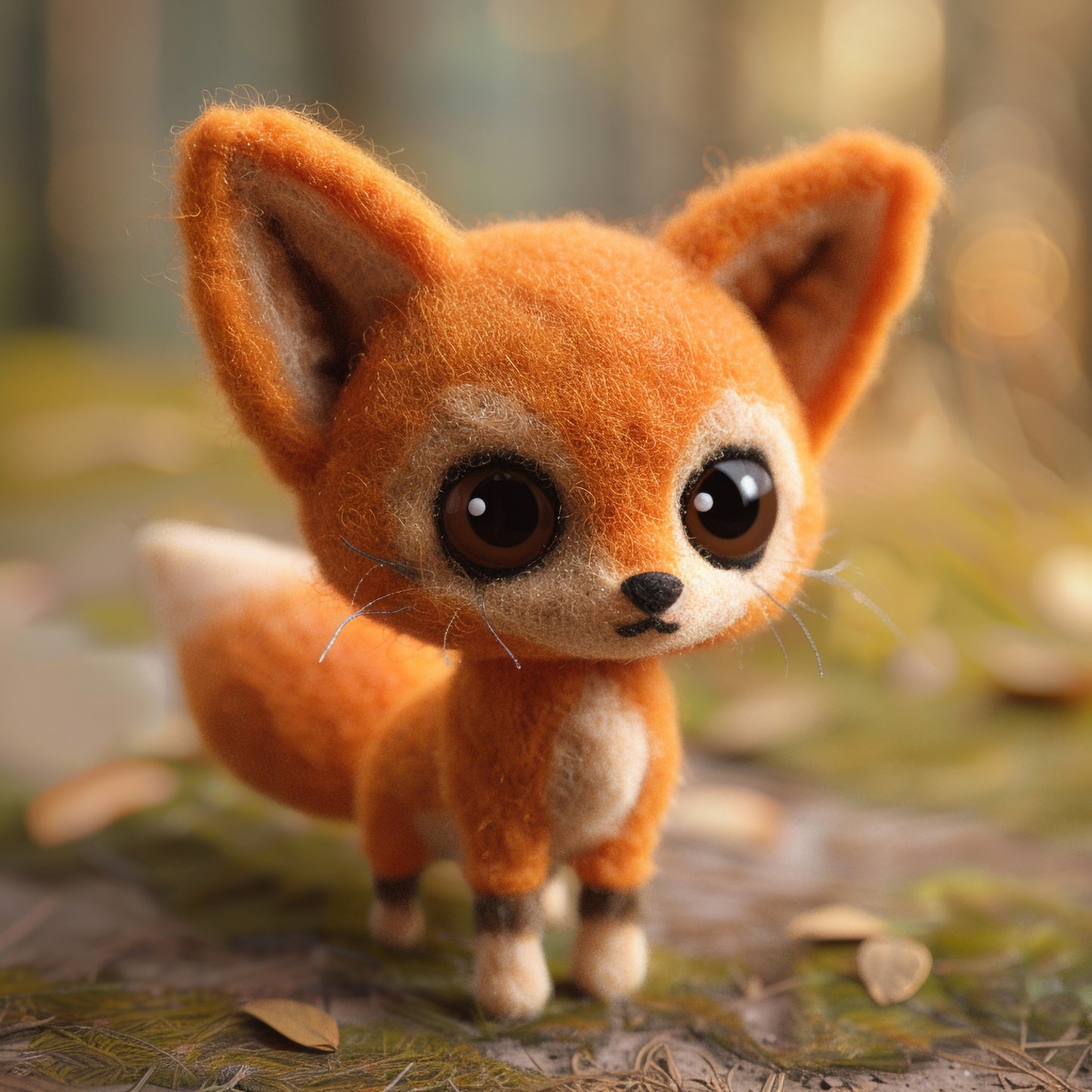 Adorable Handcrafted Maned Wolf Needle Felted Figurine