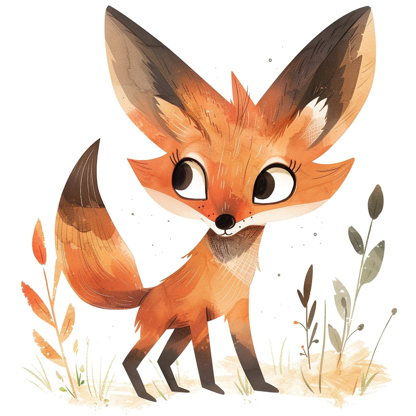 Charming Illustrated Maned Wolf in Whimsical Style