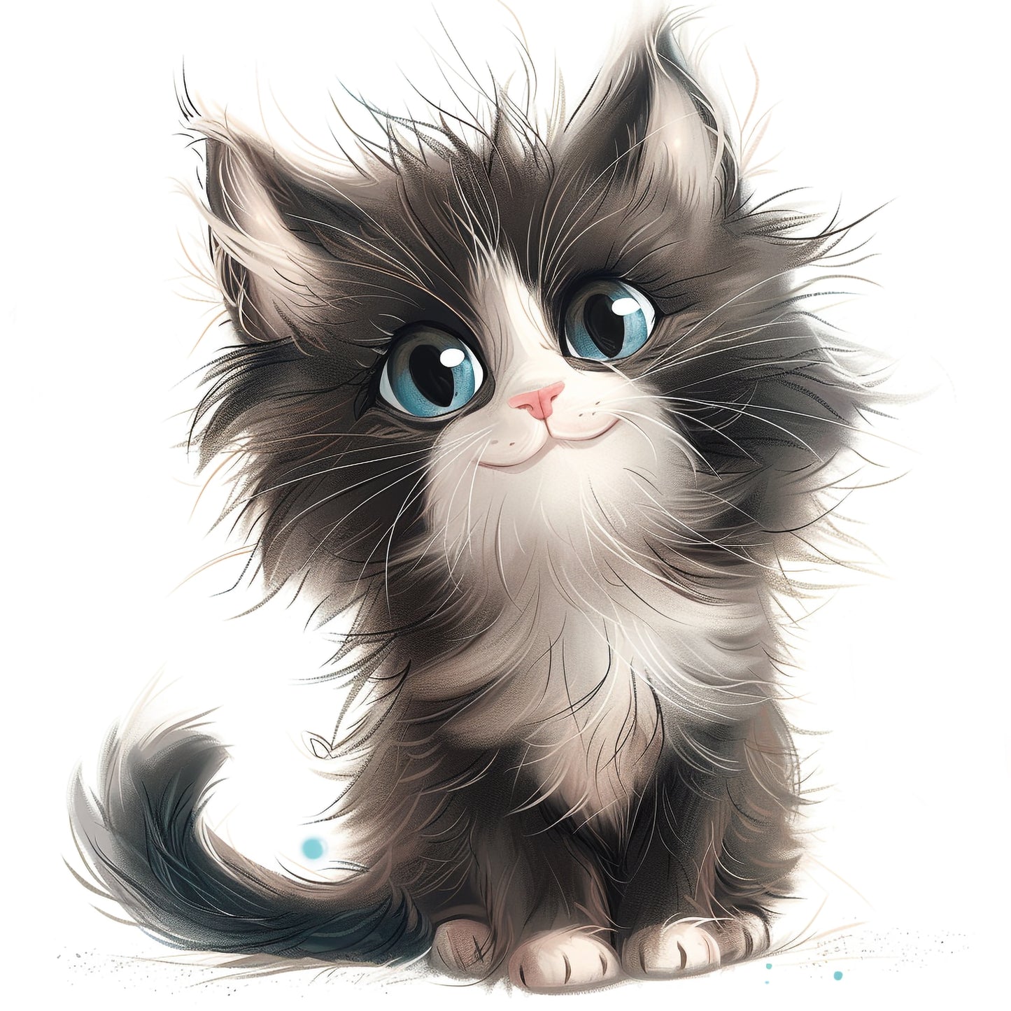 Adorable Fluffy Norwegian Forest Cat with Blue Eyes