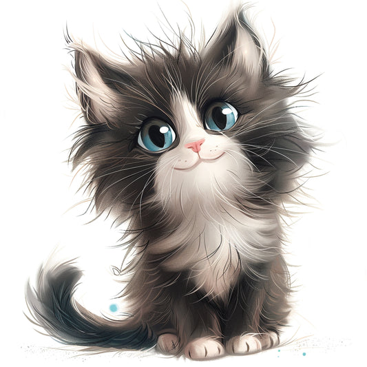 Adorable Fluffy Norwegian Forest Cat with Blue Eyes