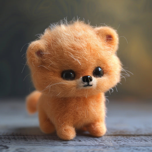 Adorable Pomeranian Needle Felted Toy Looking Cute