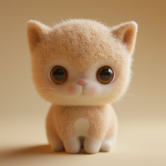 Adorable Needle Felted Puma Cub with Cute Big Eyes