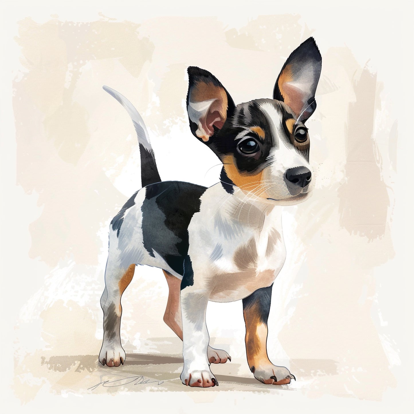 Adorable Rat Terrier Puppy Standing with Alert Expression