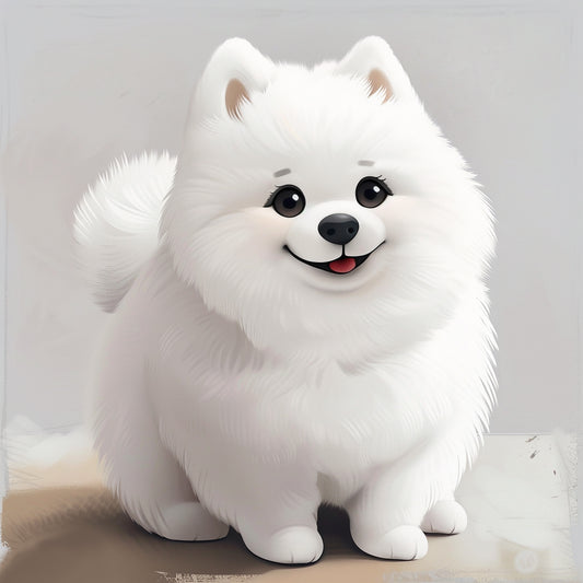Adorable Samoyed Dog Illustration with a Whimsical Flair