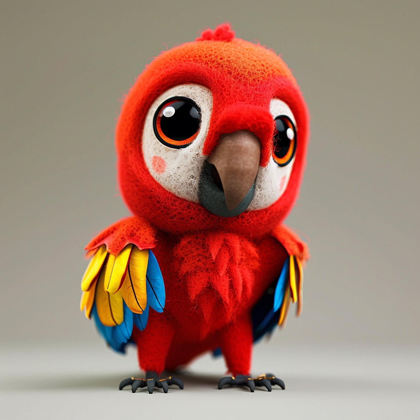 Adorable Scarlet Macaw Plush Toy Standing Alone