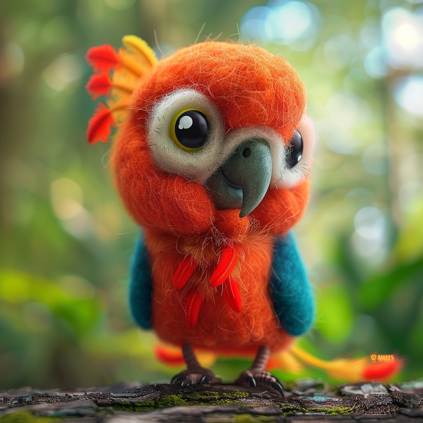 Adorable Scarlet Macaw Parrot Posing in Lush Greenery