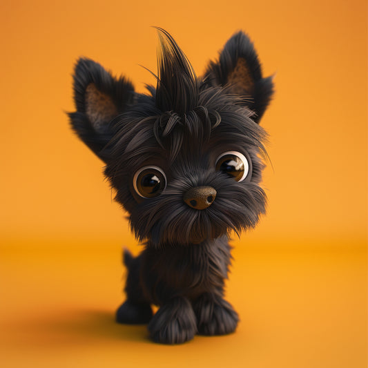 Adorable Scottish Terrier Puppy with Big Eyes on Orange