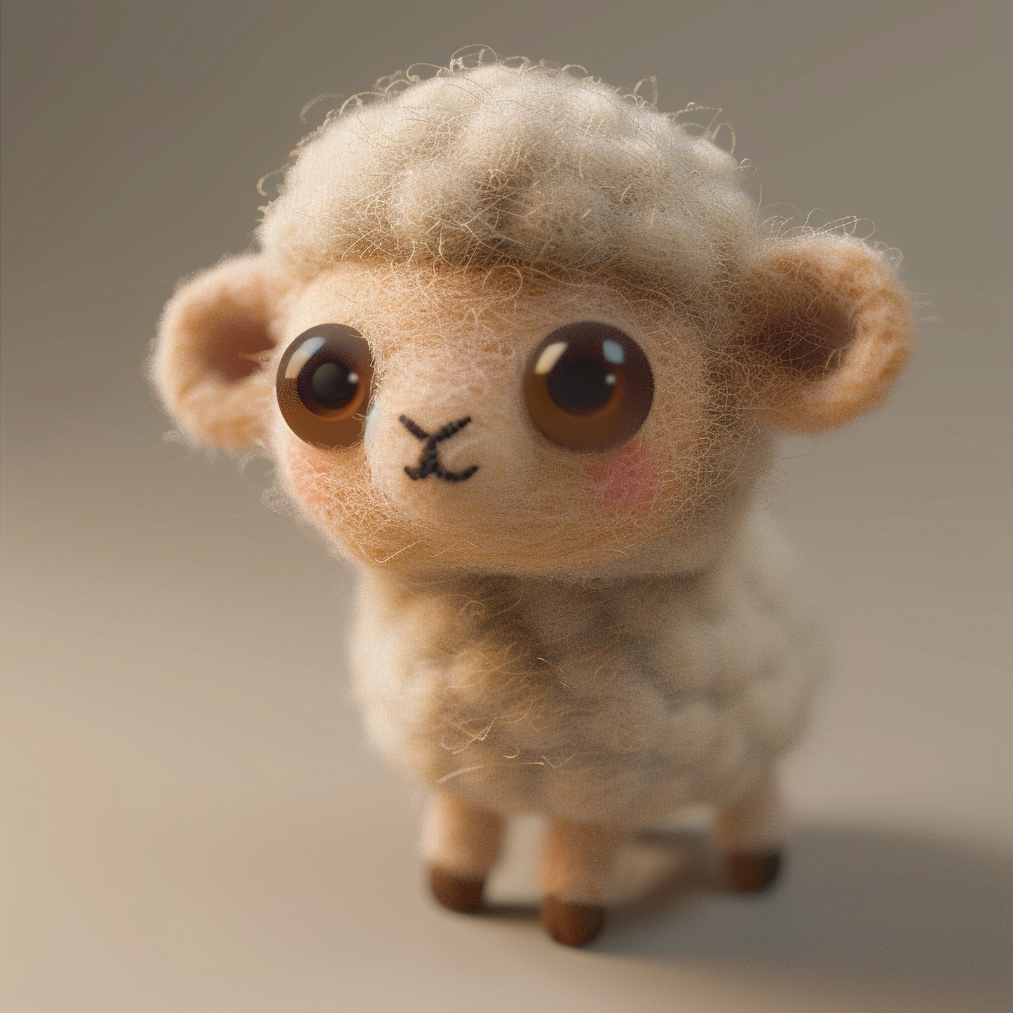 Adorable Handmade Needle Felted Sheep Standing Alone