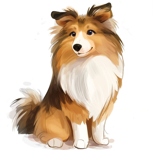 Adorable Shetland Sheepdog Sitting Elegantly Illustrated