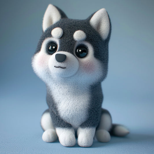 Adorable Siberian Husky Plush Toy with Cute Expression