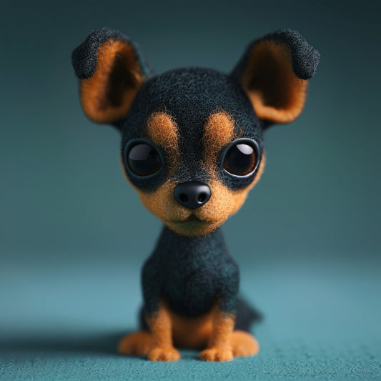 Adorable Toy Manchester Terrier Puppy on Blue